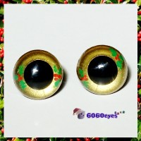 1 Pair  Hand Painted Gold Holly Eyes Plastic Eyes Safety Eyes
